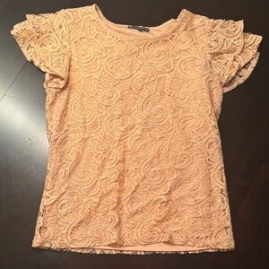 Adrianna Papell Apricot Lace Blouse
